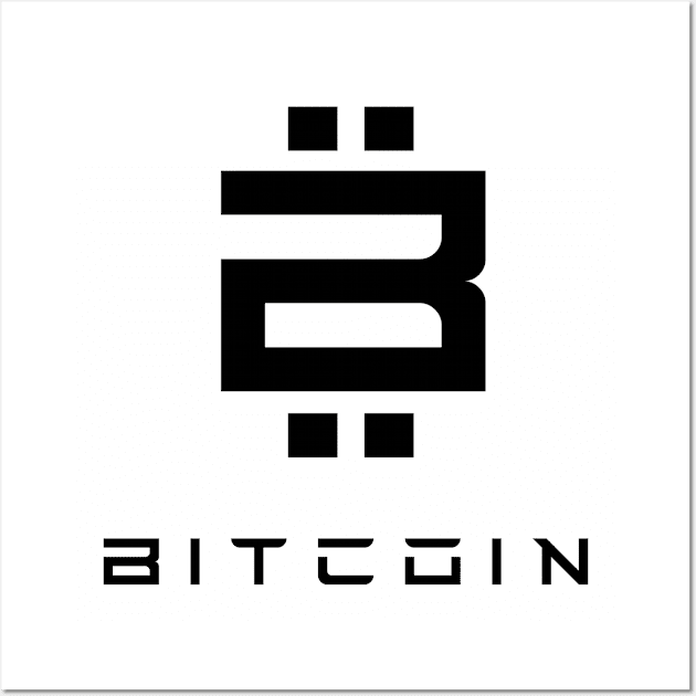 Bitcoin Tech Logo Black Wall Art by StickSicky